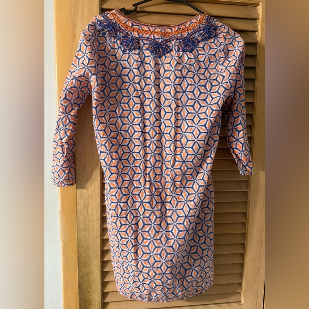 Roberta Roller Rabbit By Roberta Freymann Orange and Blue Geometric Tunic - Picture 2 of 8
